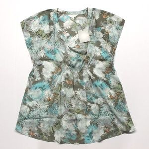 Maternity a:glow Satin Top - Floral Green - S